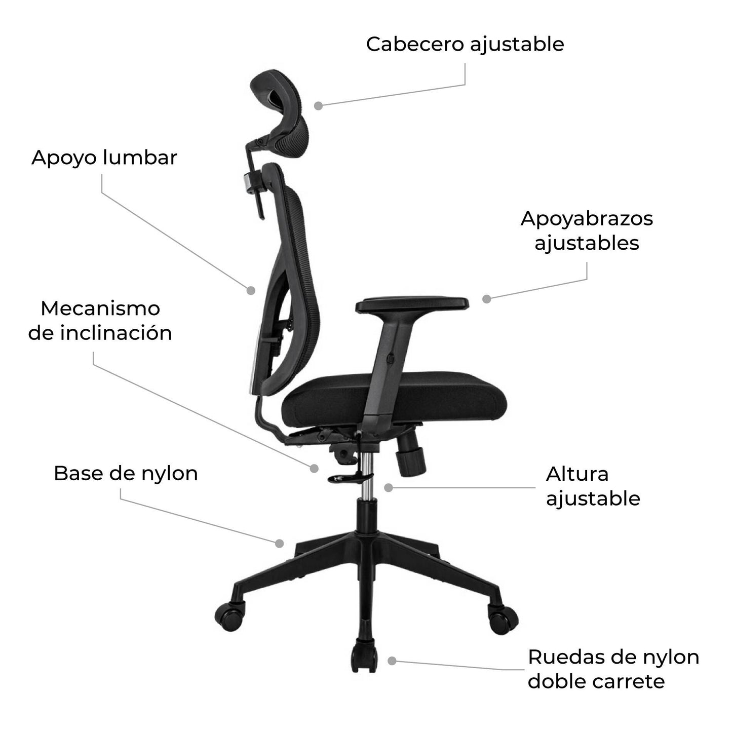 Silla de Escritorio Ergonómica Ankara Black