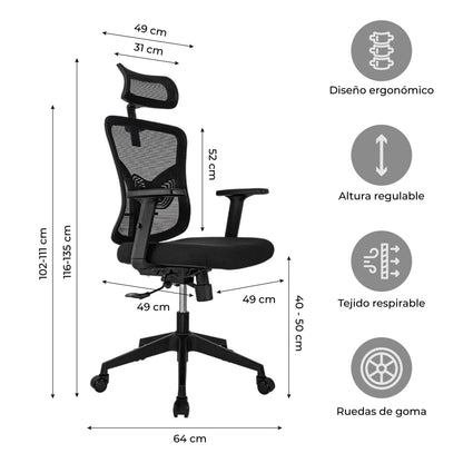 Silla de Escritorio Ergonómica Ankara Black