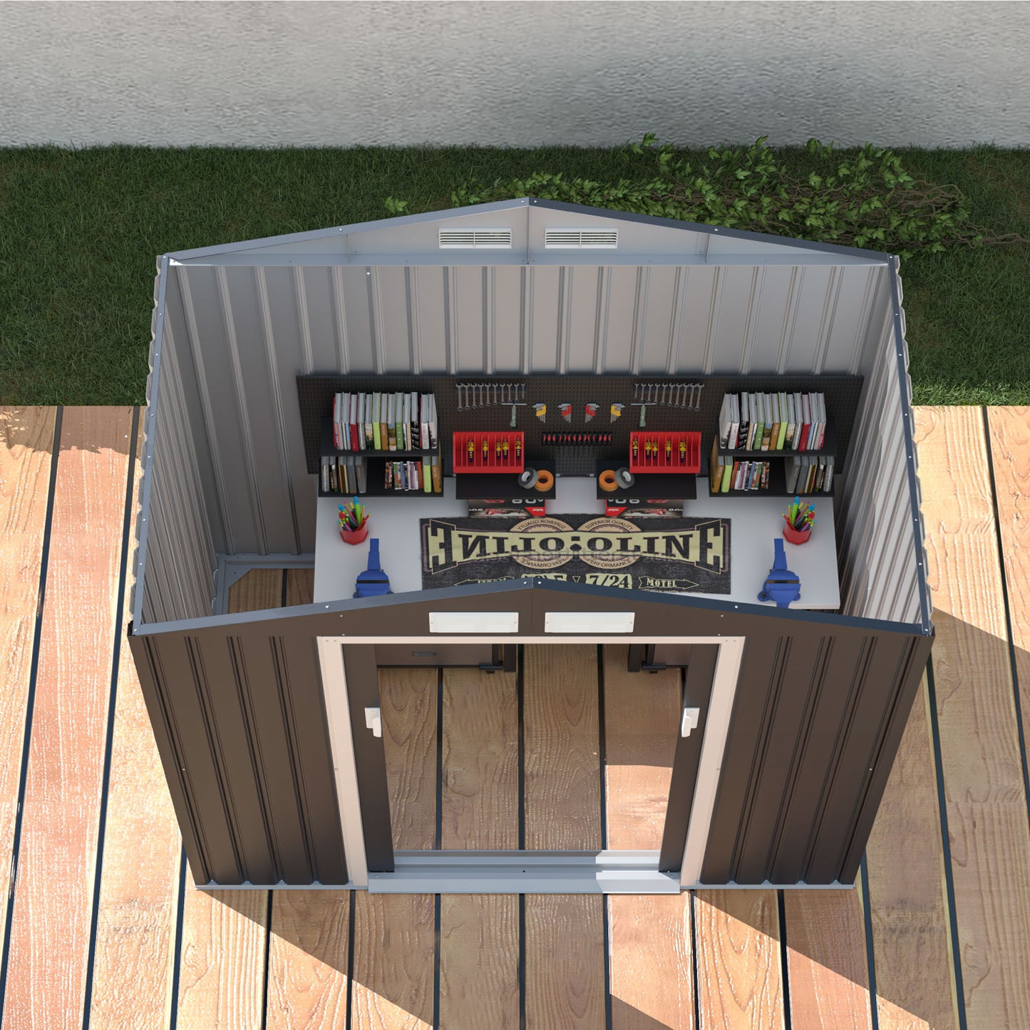 Cobertizo Armario Para Exterior Archer A 213x127x195 Cm Gris